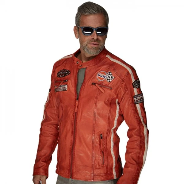 Gulf Leather Jacket Racing Orange